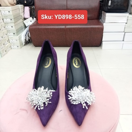 Ladies Premium Pointed Heel Shoe with Crystal Brooch