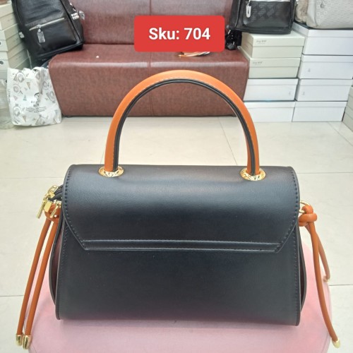 Ladies Contrast Handle Dual-Tone Handbag