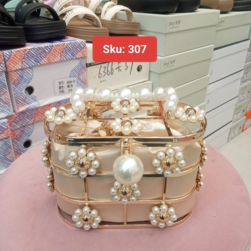 Floral Pearl-Embellished Handbag