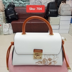 Ladies Contrast Handle Dual-Tone Handbag