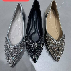 Ladies Crystal Pointed Flat Shoe