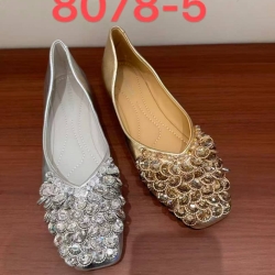 Ladies Crystal Square Toe Flat Shoe