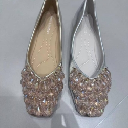 Ladies Crystal Square Toe Flat Shoe