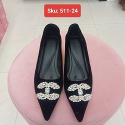 Ladies Crystal Pointed Toe Flat Shoe