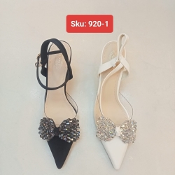 Ladies Crystal Bow Pointed Heel Sandal
