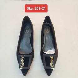 Ladies Logo Buckle Pointed Toe Flat