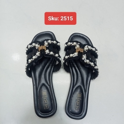 Ladies Pearl &amp;amp; Fringe Designer Flat Sandal