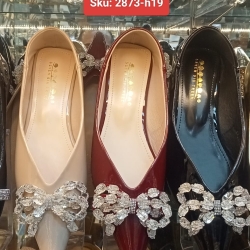 Ladies Crystal Bow Pointed Toe Flat