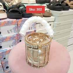 Chic Cylindrical Beaded Handbag